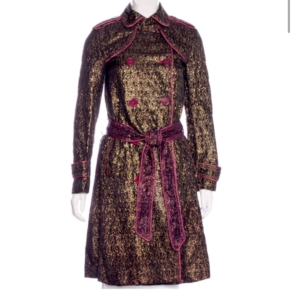 Marc Jacobs Baroque Gold and Purple Trench Coat